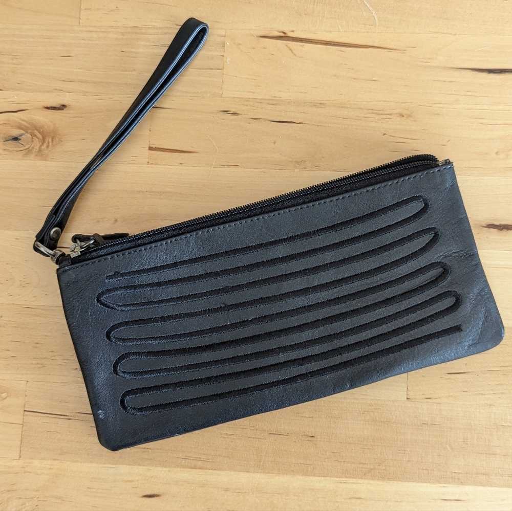 Double sided leather Wallet with topstitching